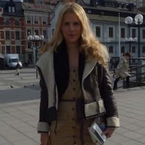 MO x MEMBERS ONLY Faux Leather Shearling Aviator Bomber Jacket Medium